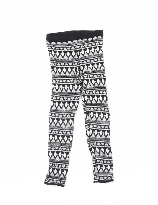 Primark Girls Black Striped  Capri Trousers Size 8 Years