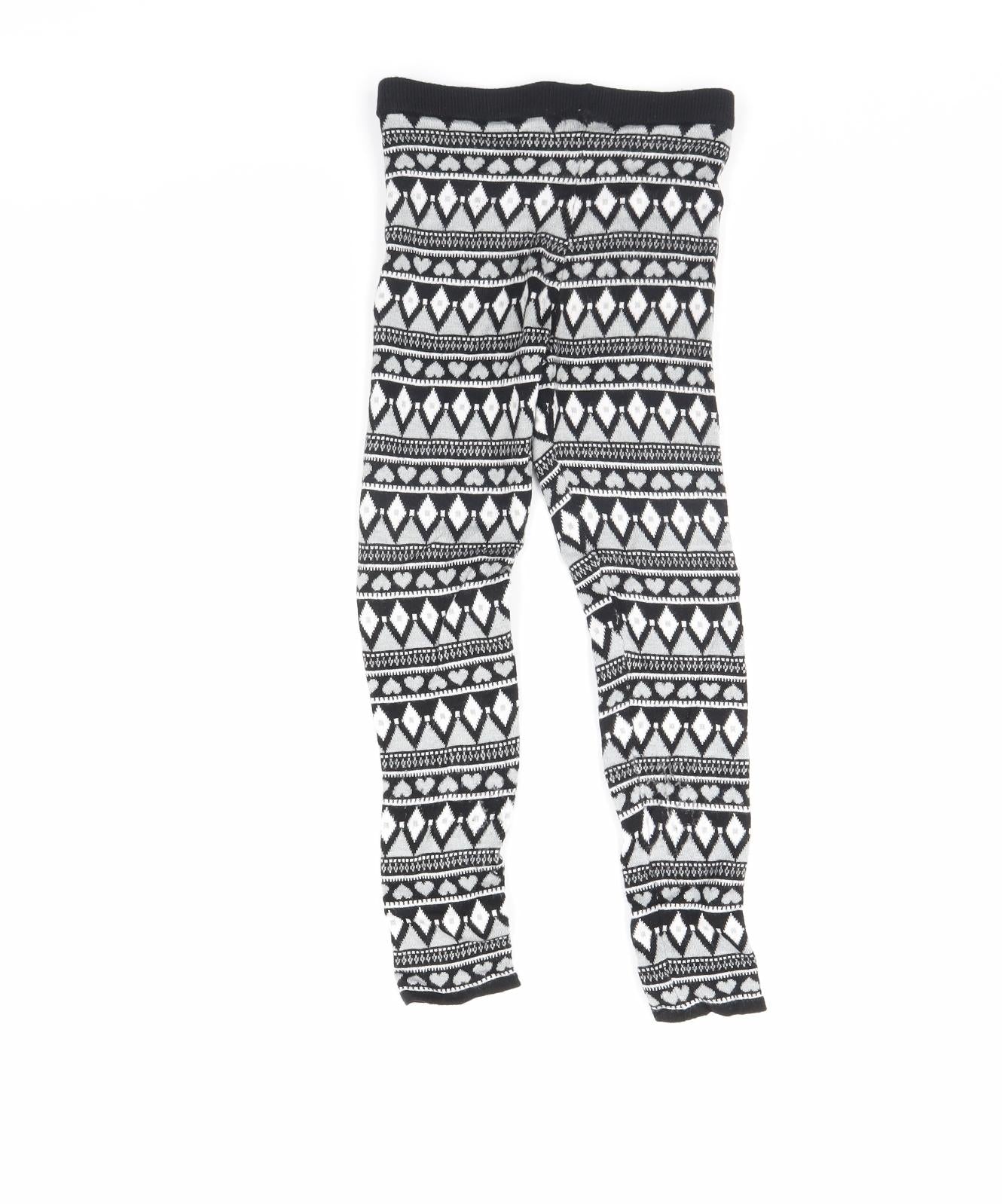Primark Girls Black Striped  Capri Trousers Size 8 Years