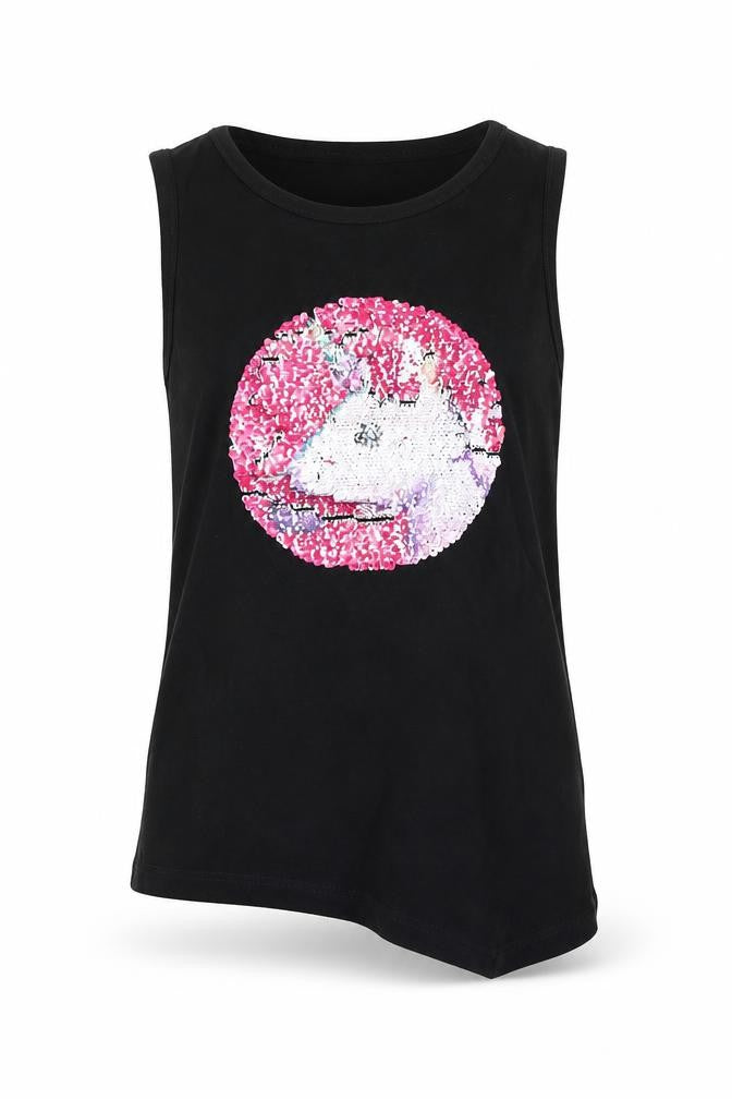 Bravado Girls Black   Basic Tank Size 9 Years  - Unicorn