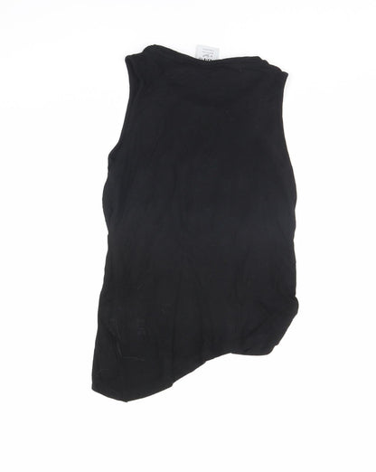 Back view of Bravado girls’ black basic tank, size 9, years - unicorn
