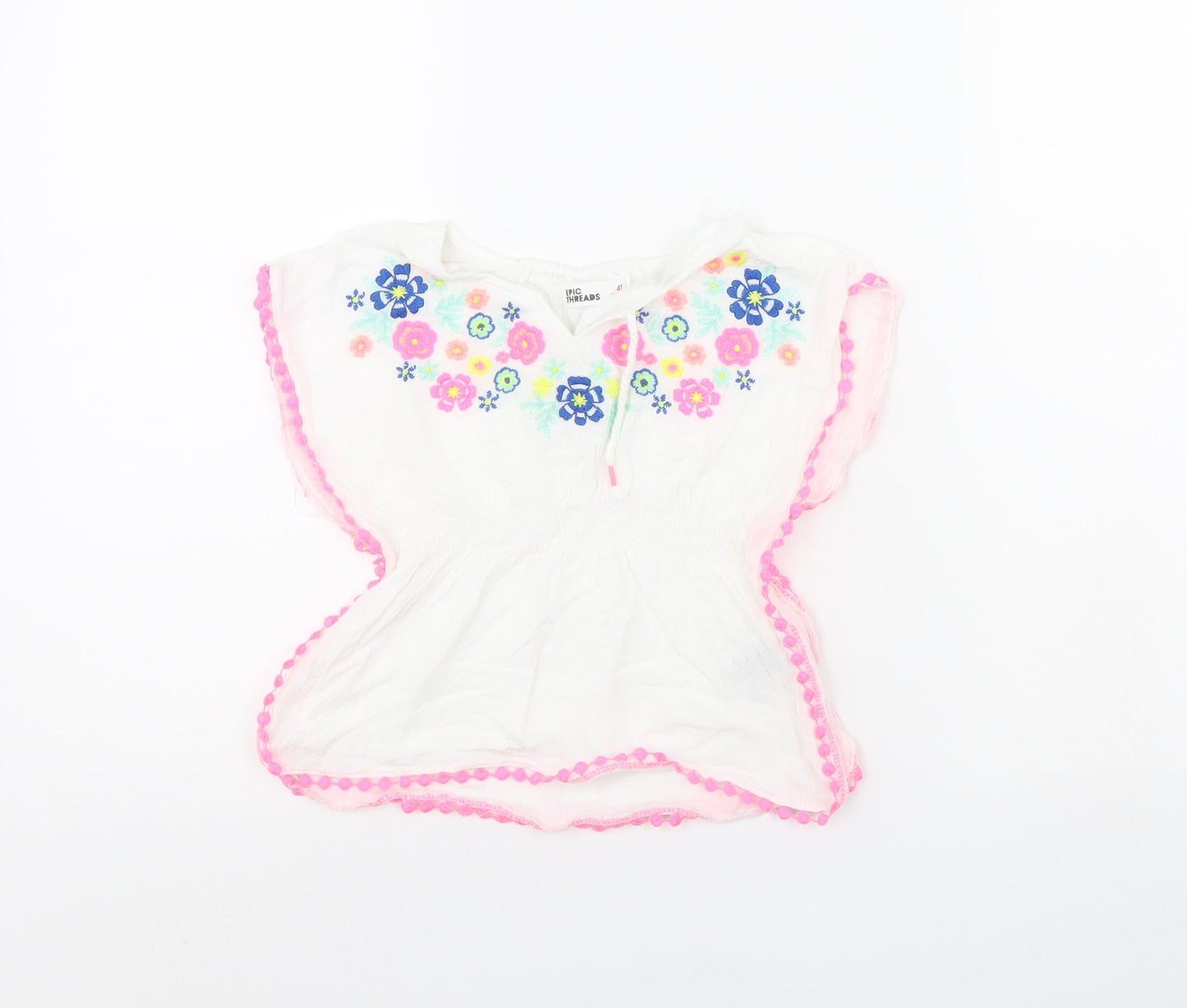 Epic Threads Girls White Floral  Basic Tank Size 4 Years