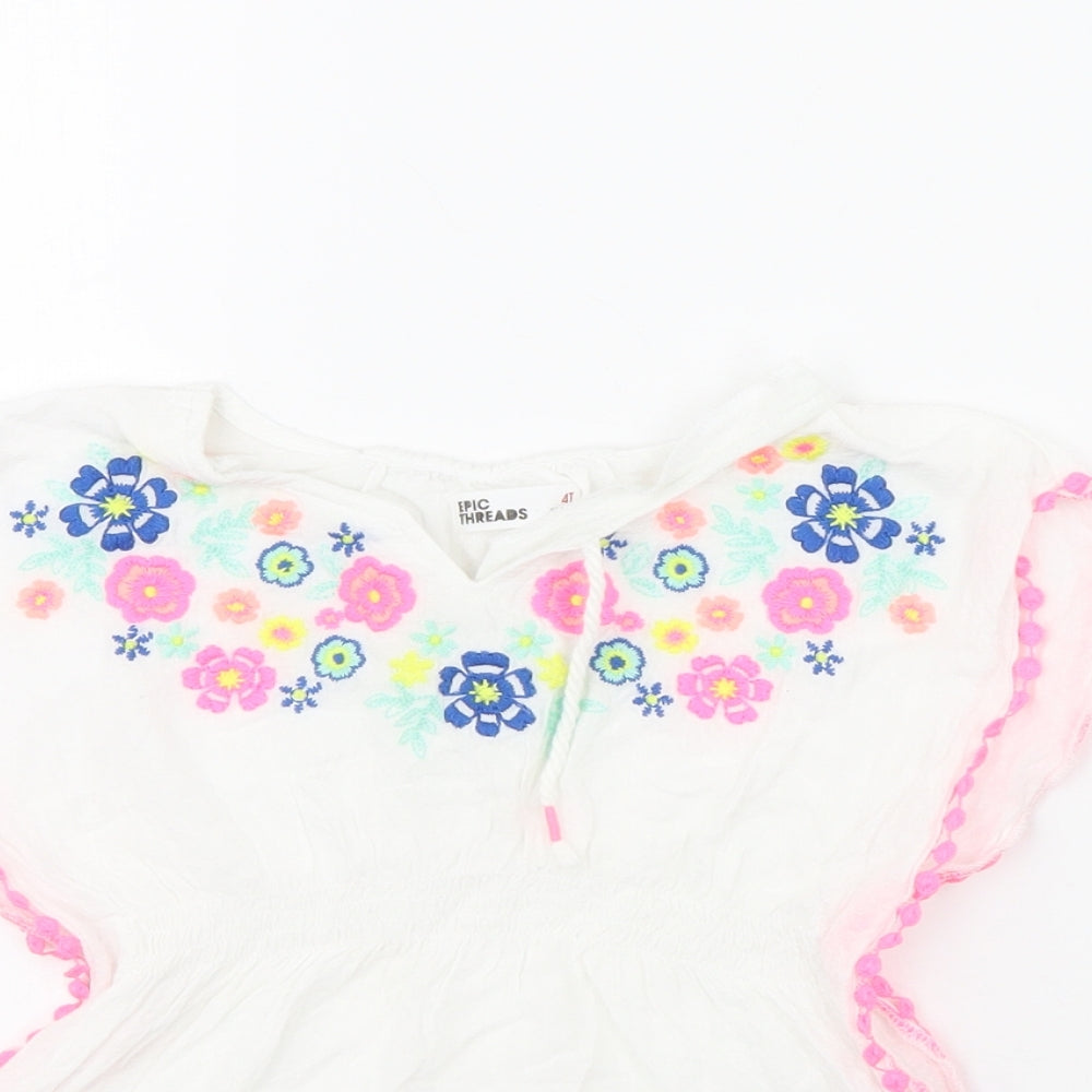 Epic Threads Girls White Floral  Basic Tank Size 4 Years
