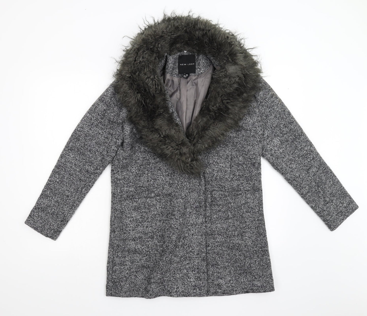 New Look Womens Grey   Overcoat Coat Size 8