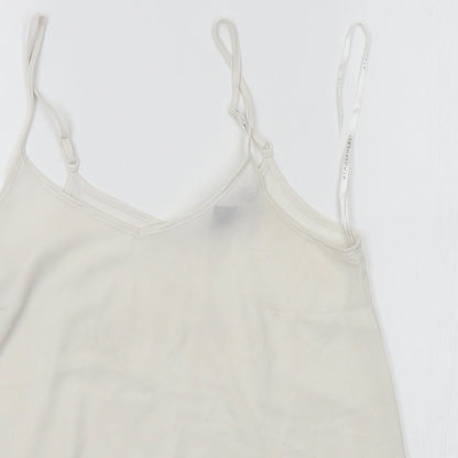 Close-up detail of Atmosphere women’s white camisole tank, size UK 8