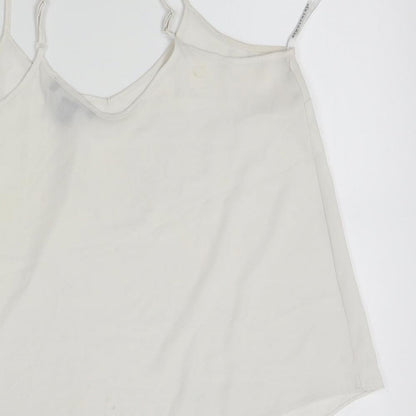Brand and care label for Atmosphere women’s white camisole tank, size UK 8