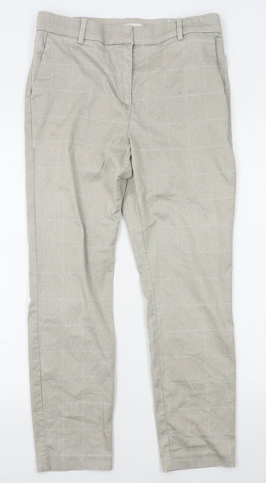 H&M Womens Beige Plaid  Trousers  Size 6 L25 in