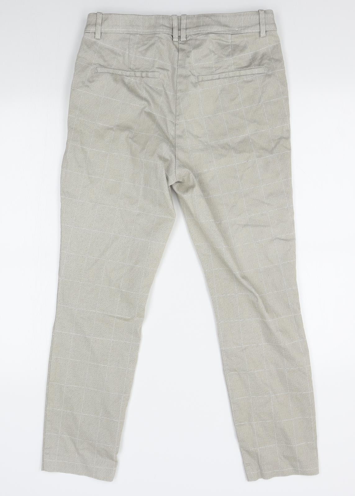 H&M Womens Beige Plaid  Trousers  Size 6 L25 in