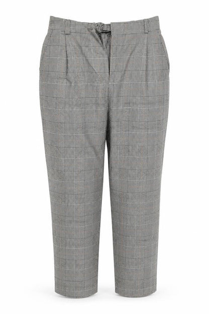 Stradavarius Womens Beige Check  Capri Trousers Size L L25 in