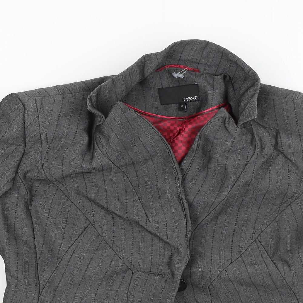 NEXT Womens Grey Striped  Jacket Blazer Size 8