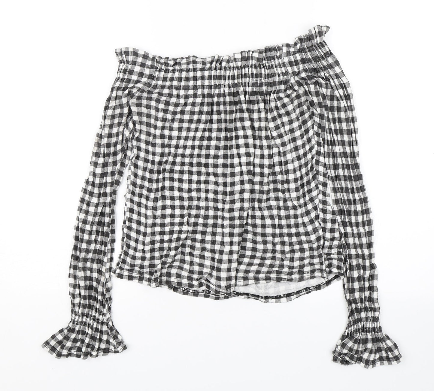 Atmosphere Womens Black Plaid  Basic Blouse Size 8