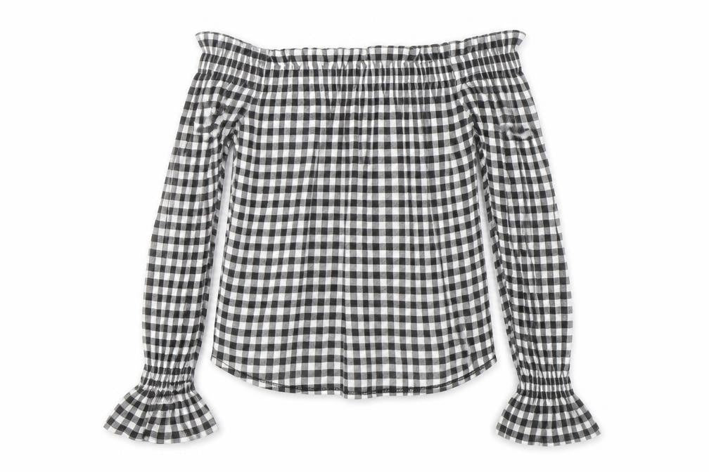 Atmosphere Womens Black Plaid  Basic Blouse Size 8