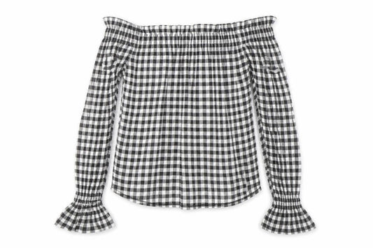 Atmosphere Womens Black Plaid  Basic Blouse Size 8