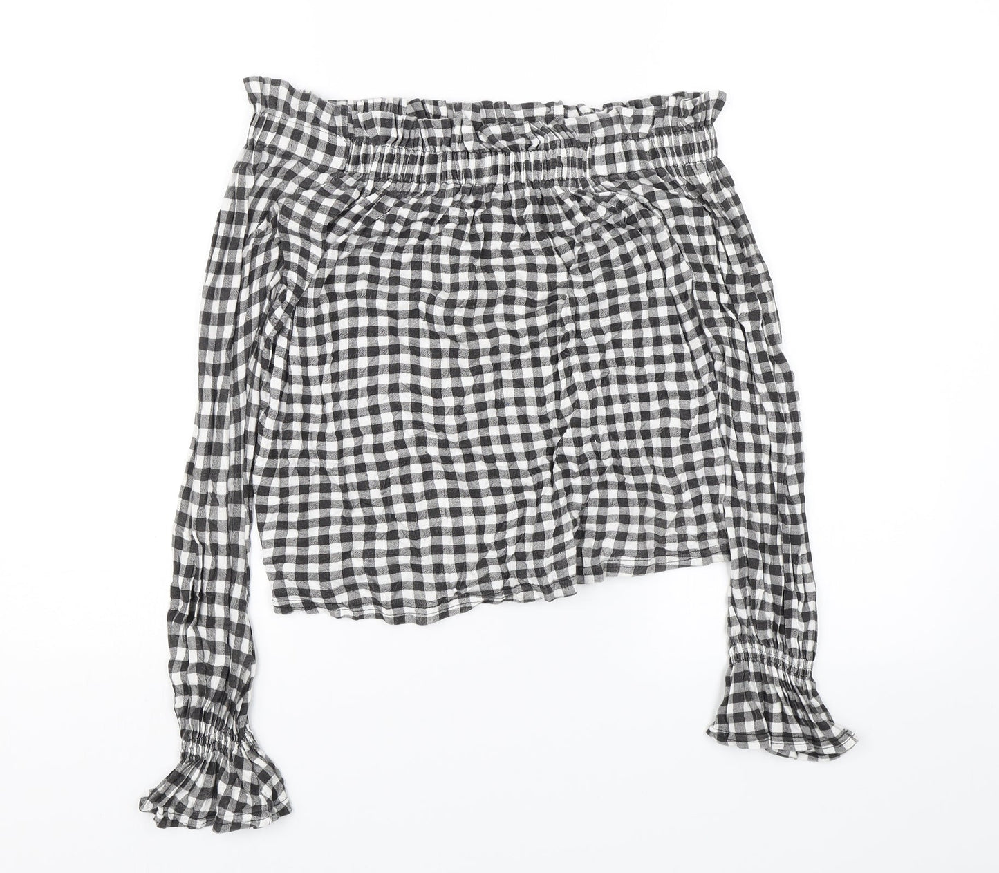 Atmosphere Womens Black Plaid  Basic Blouse Size 8