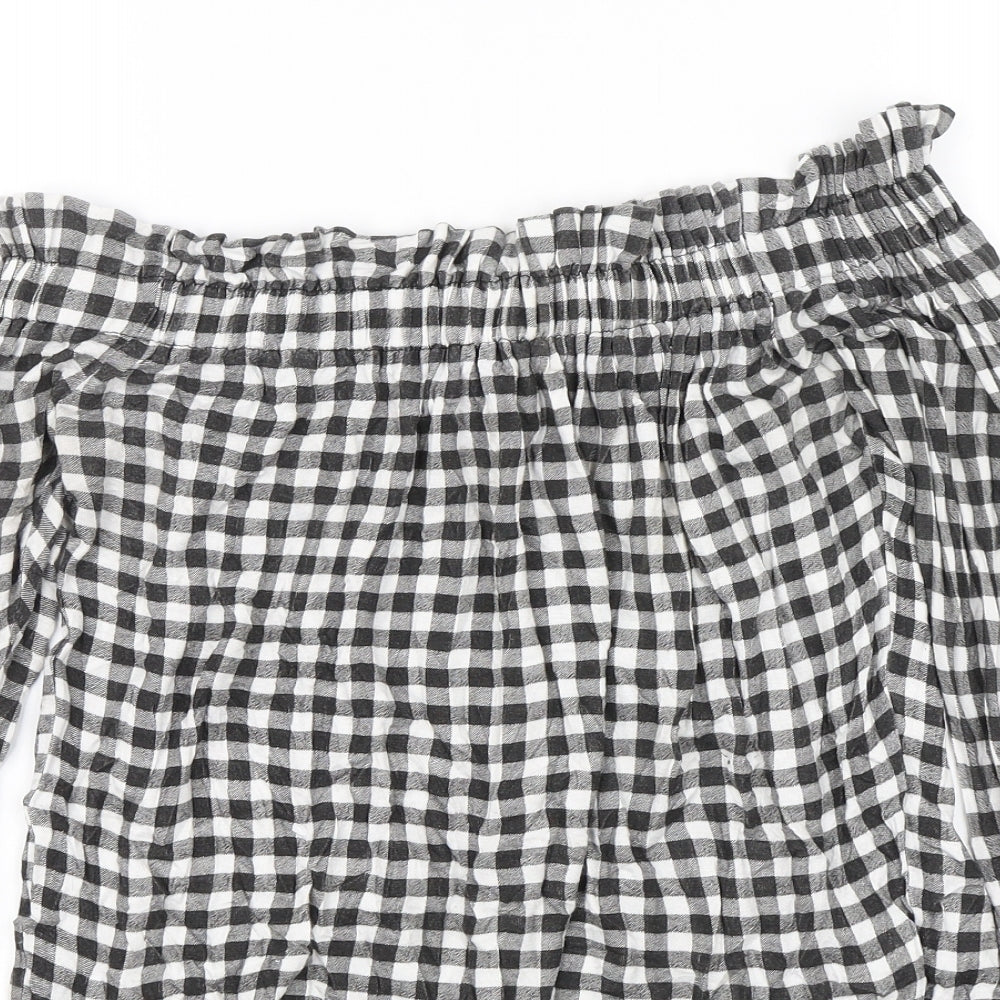 Atmosphere Womens Black Plaid  Basic Blouse Size 8