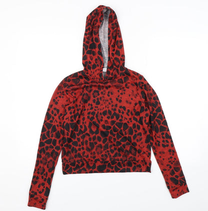 Carpe Diem Womens Red Animal Print  Pullover Hoodie Size S