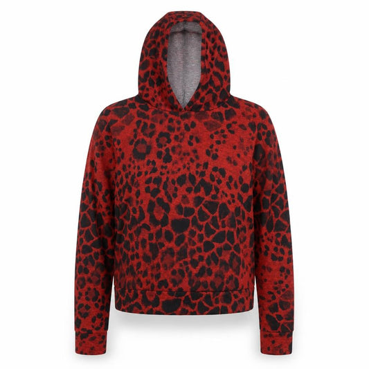 Carpe Diem Womens Red Animal Print  Pullover Hoodie Size S