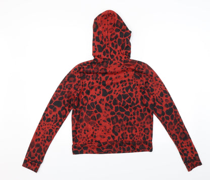 Carpe Diem Womens Red Animal Print  Pullover Hoodie Size S