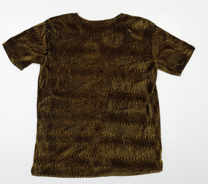 Elegant Body Womens Brown Geometric  Basic Blouse Size XL