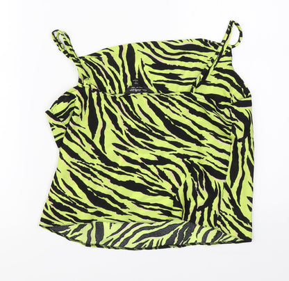 Back view of Miss Selfridge women’s green animal print basic blouse, size UK 10