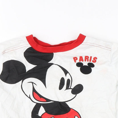 Preloved Disney Boys White   Basic T-Shirt Size 3 Years  - disney paris mickey mouse - Detail