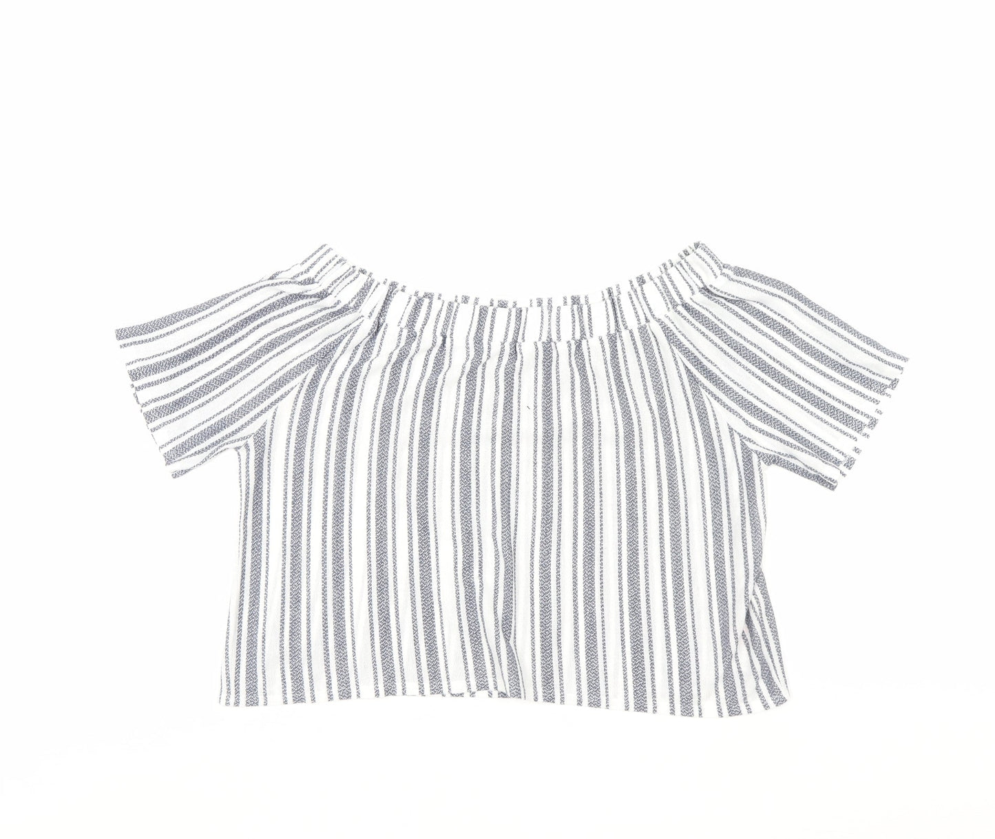 Top Shop Womens Blue Striped  Cropped Blouse Size 12