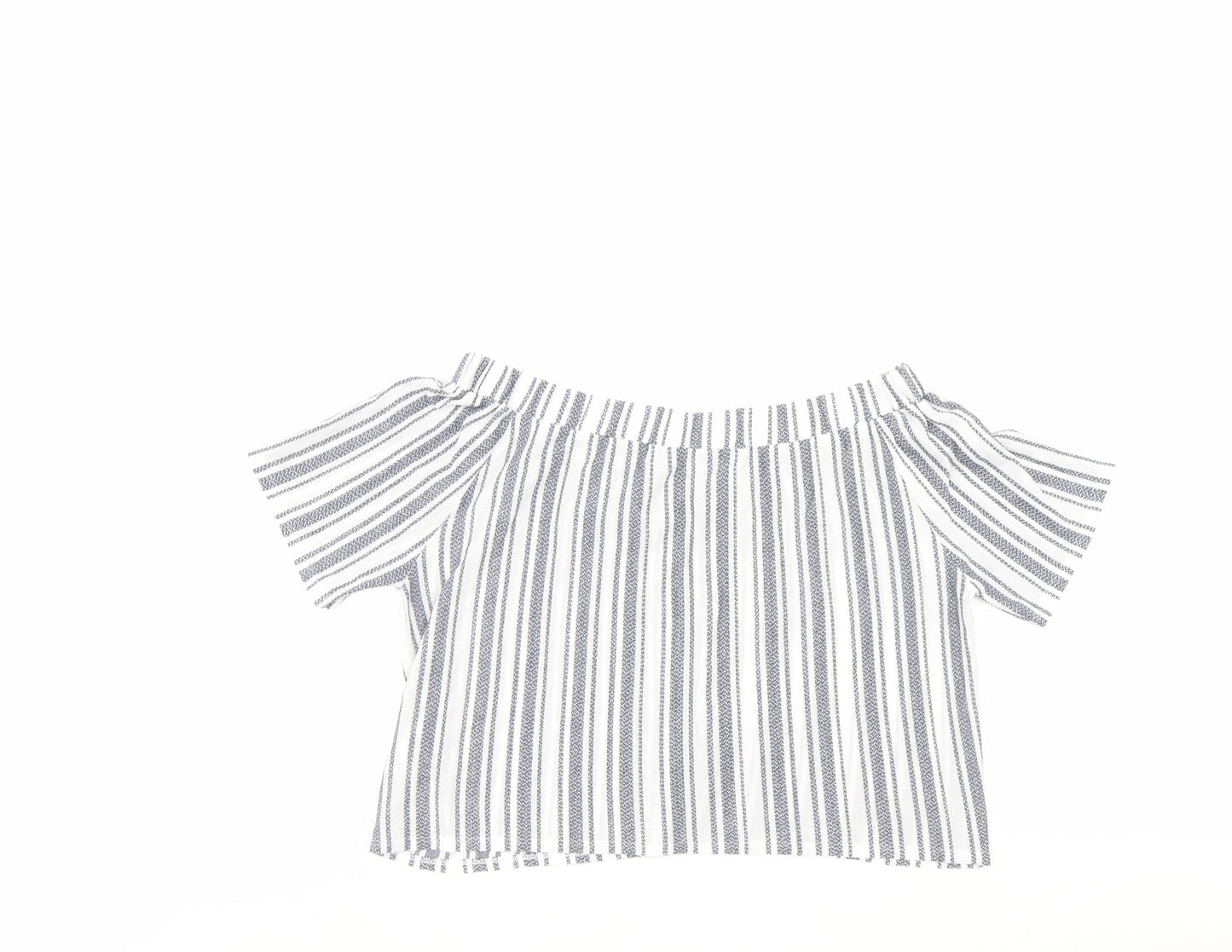 Top Shop Womens Blue Striped  Cropped Blouse Size 12