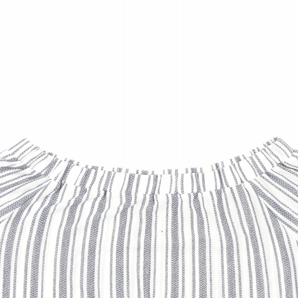 Top Shop Womens Blue Striped  Cropped Blouse Size 12