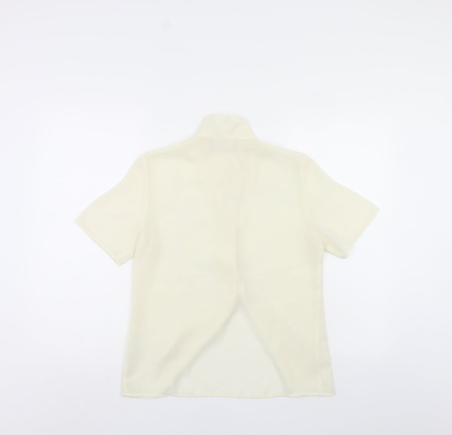 Petite Womens Ivory Floral  Basic Button-Up Size 8