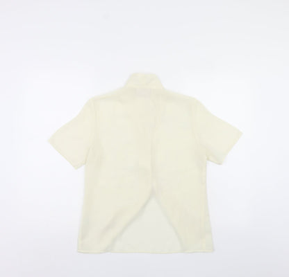 Petite Womens Ivory Floral  Basic Button-Up Size 8