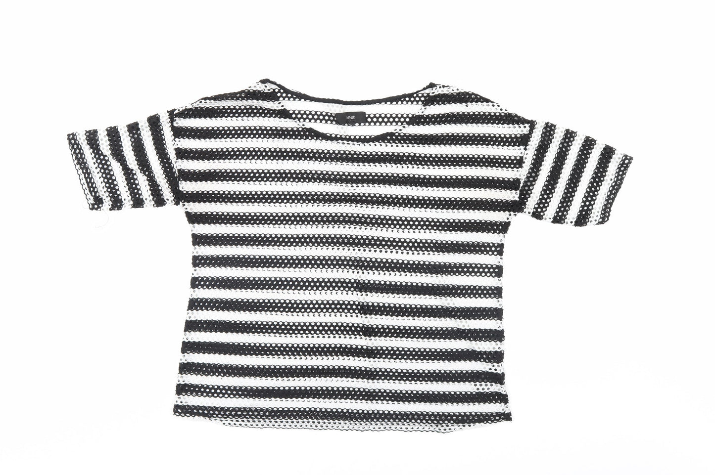 NEXT Womens Black Striped  Basic T-Shirt Size 12