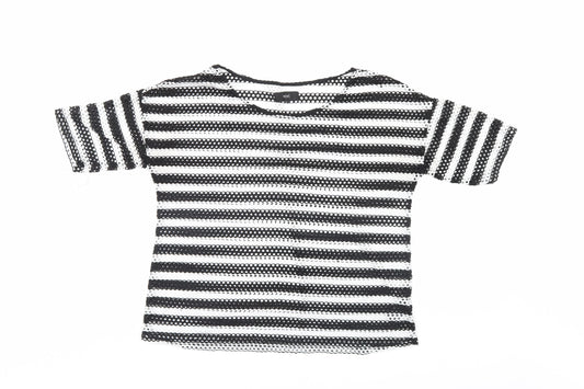 NEXT Womens Black Striped  Basic T-Shirt Size 12