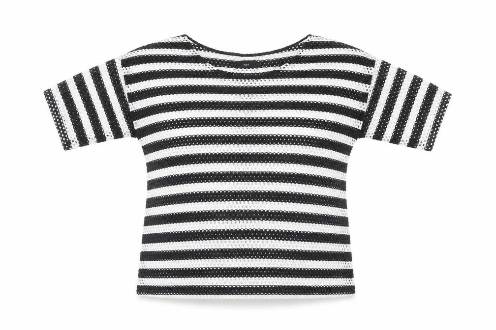 NEXT Womens Black Striped  Basic T-Shirt Size 12
