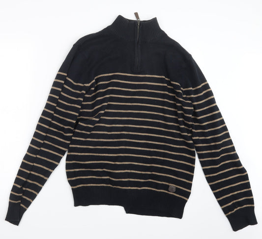 Marks and Spencer Mens Black Striped  Pullover Sweatshirt Size M
