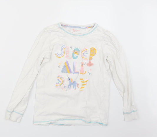 TU Girls White Geometric  Top Pyjama Set Size 11-12 Years