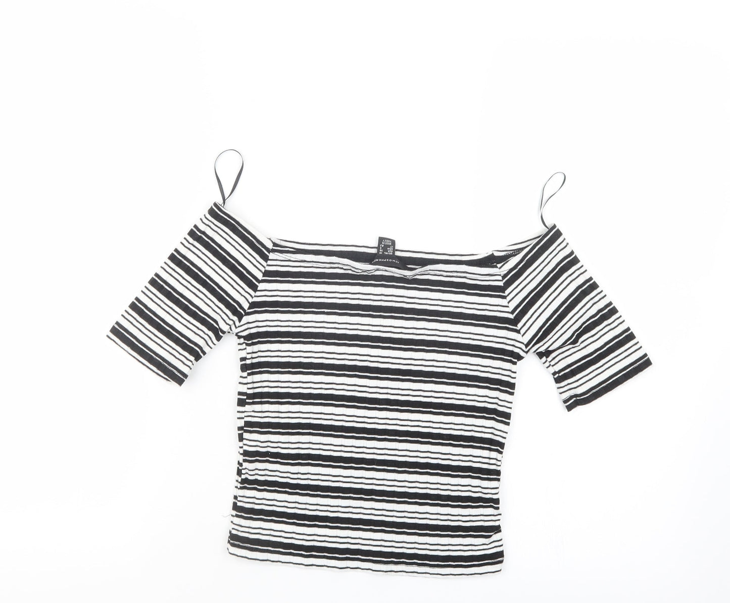 Atmosphere Womens Black Striped  Cropped T-Shirt Size 10