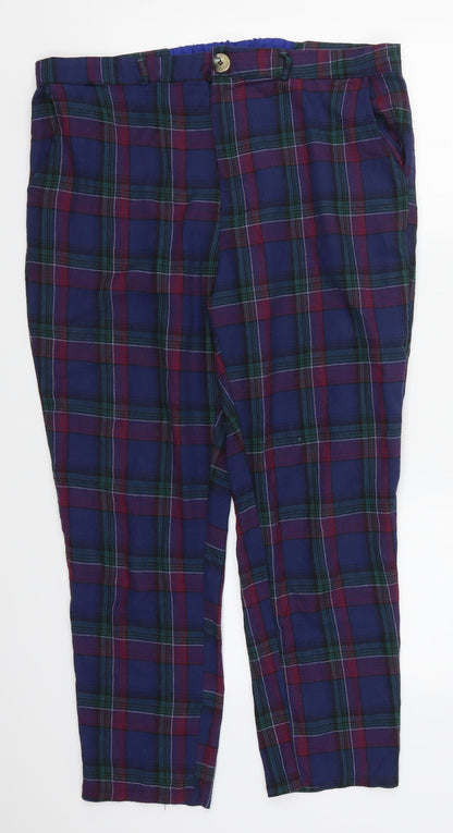 SHEIN Womens Blue Check  Trousers  Size L L25 in