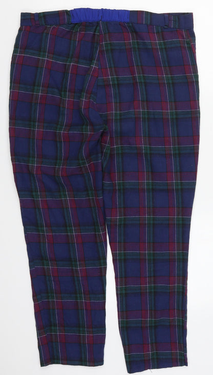 SHEIN Womens Blue Check  Trousers  Size L L25 in