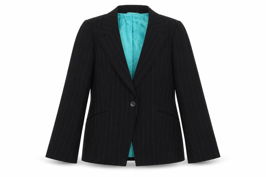 Planet Womens Black Striped  Jacket Suit Jacket Size 14