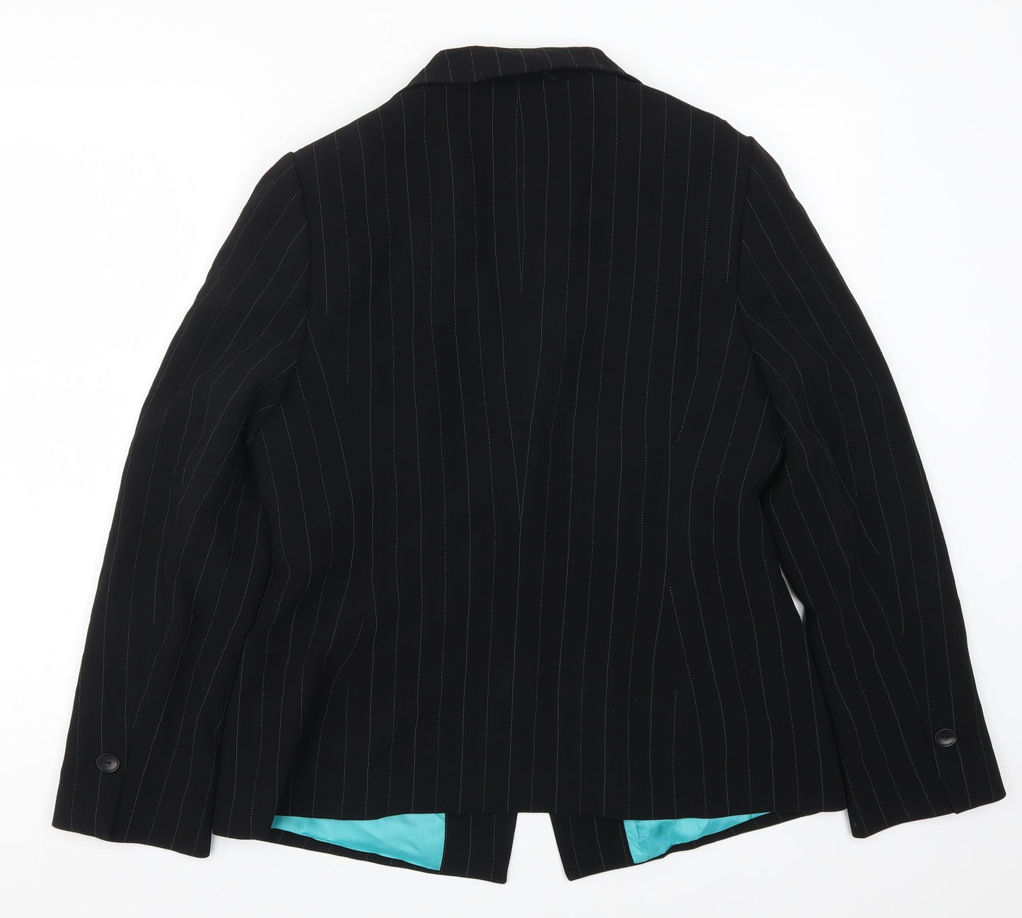 Planet Womens Black Striped  Jacket Suit Jacket Size 14