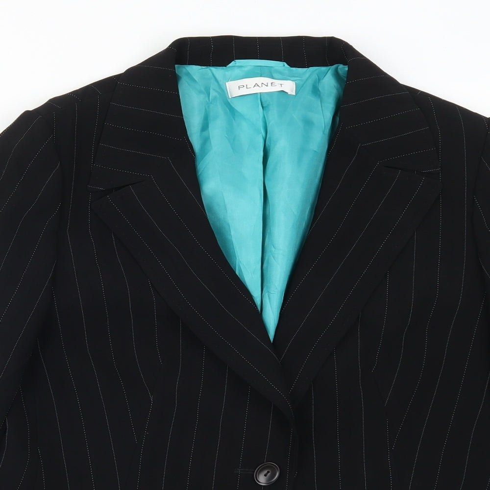 Planet Womens Black Striped  Jacket Suit Jacket Size 14