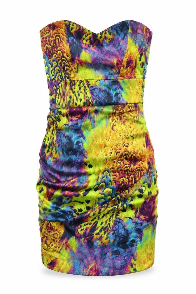 Pop Art Womens Multicoloured Geometric Satin Bodycon  Size 8
