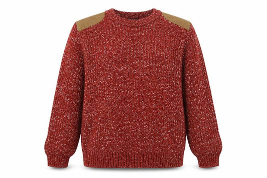 Front view of Easy men’s red knit jumper, size XL