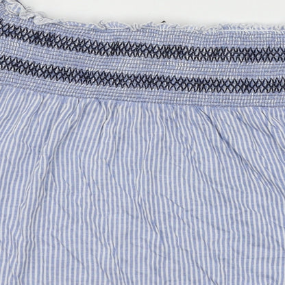 Preloved Primark Womens Blue Striped Jersey Basic T-Shirt Size 12 - Label