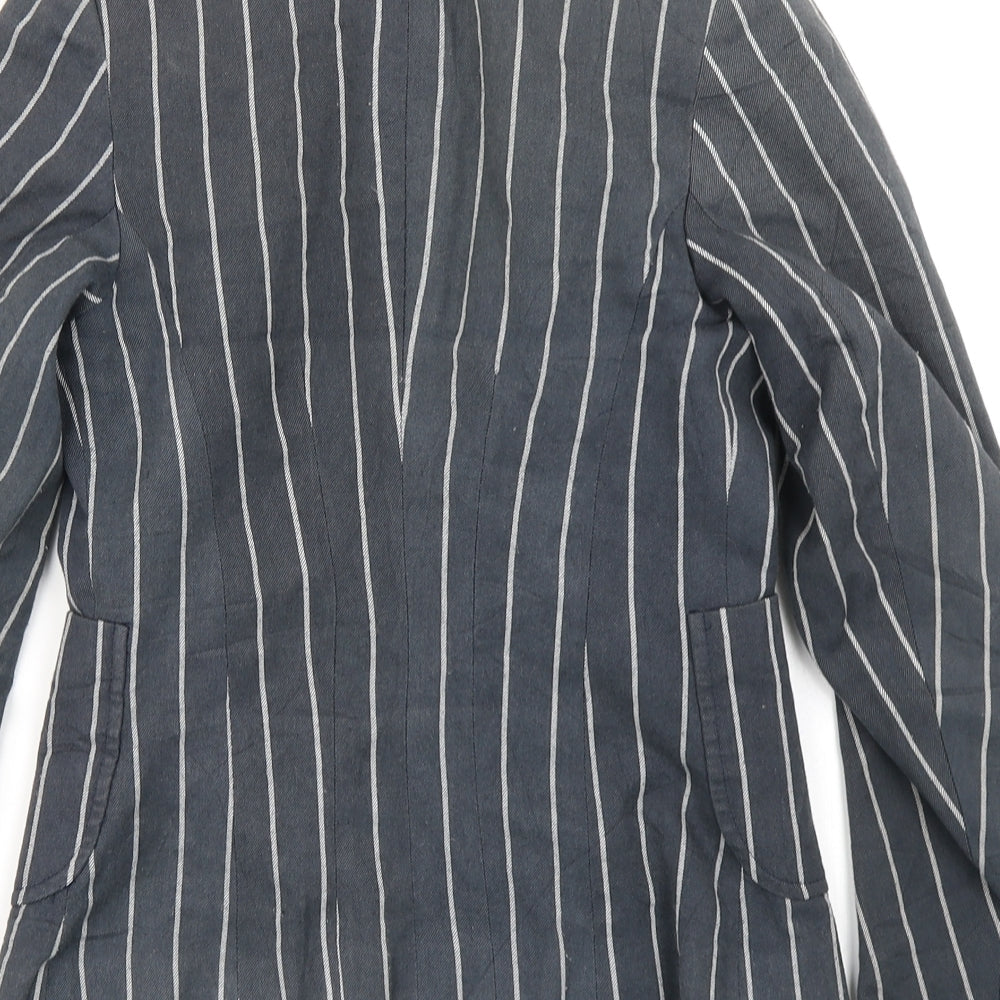 Miso Womens Blue Striped  Jacket Blazer Size 8