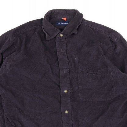 Preloved Tom Hagan Mens Blue  Corduroy  Button-Up Size M - Detail