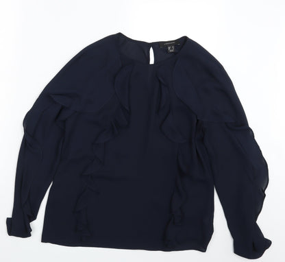 Front view of Atmosphere women’s blue basic blouse, size UK 10