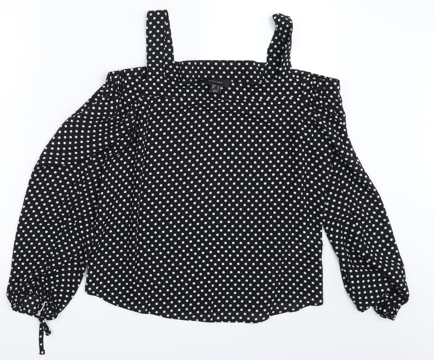Atmosphere Womens Black Polka Dot  Basic Blouse Size 10