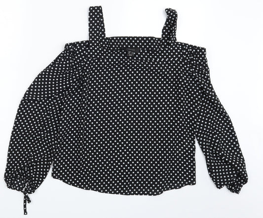 Atmosphere Womens Black Polka Dot  Basic Blouse Size 10
