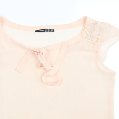 Close-up detail of Atmosphere women’s pink basic blouse, size UK 10