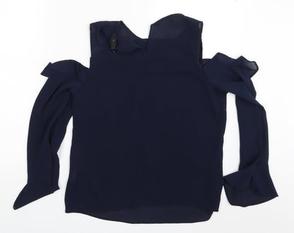 Back view of Atmosphere women’s blue basic blouse, size UK 12